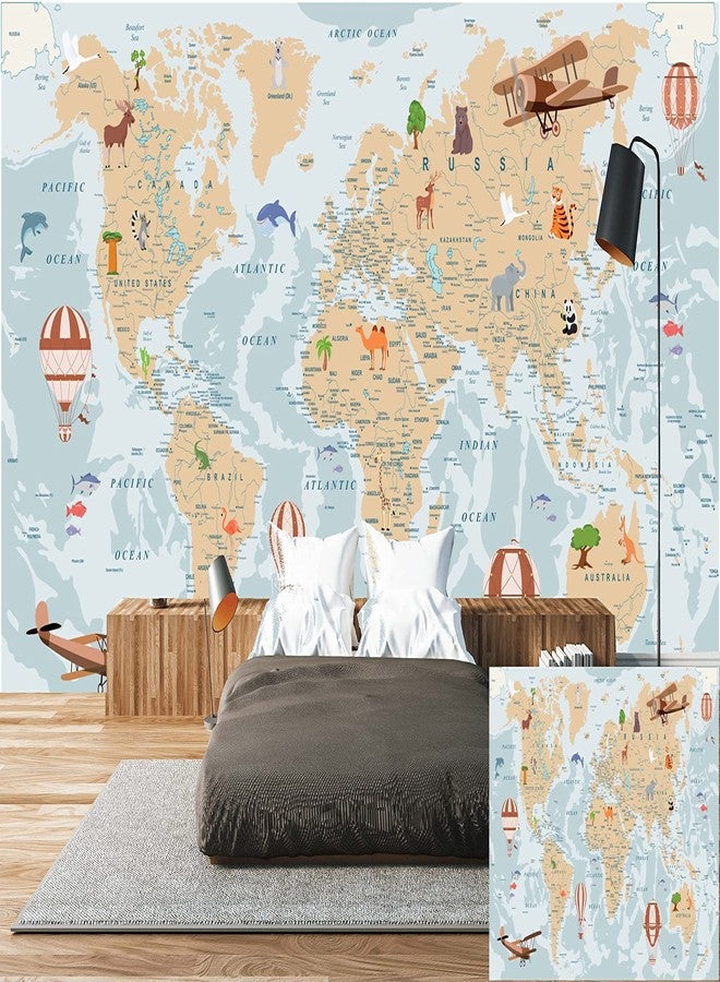 DECOR PRODUCTION Map Theme Self Adhesive Wallpaper Wall Sticker for Home Decor, Living Room, Bedroom, Hall, Kids Room, Play Room (2021-Map-pt01-05-6x8Ft) - Image 3
